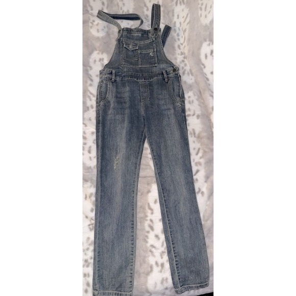 Free People Denim Overalls Women Size 25 Blue Cotton Blend Stretch Straight Leg - Picture 1 of 14